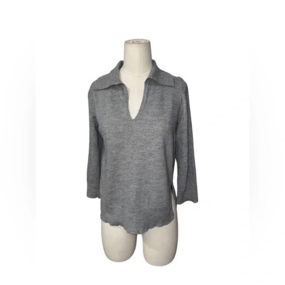 LESET V Neck Sweater Gray - Picture 2 of 5